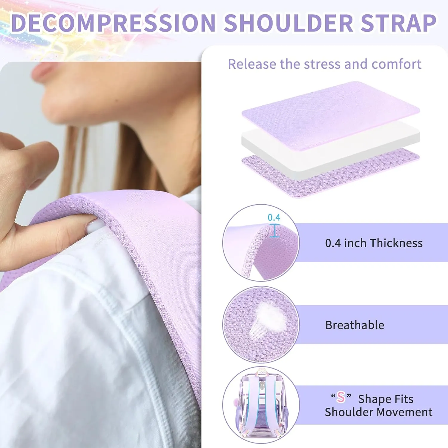 Clear Backpack Heavy Duty Transparent Backpack for School Clear Bags with Wider Shoulder Straps See Through Plastic Bags Sport Events Concert Stadium-Purple