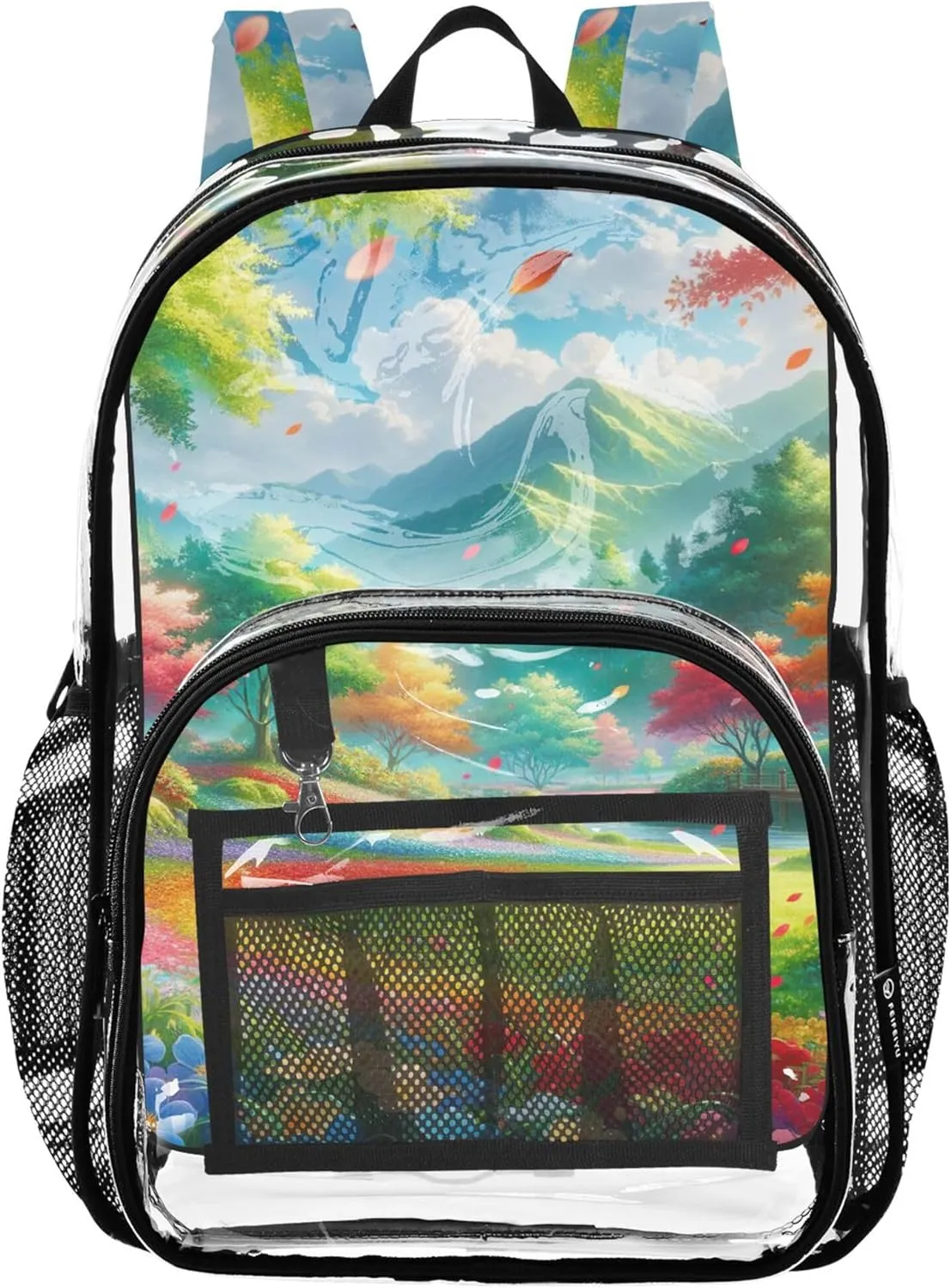 Clear Backpack Women Cute Kids Backpack Boys Girls Large Plastic Approved Bag Fairyland Colorful Scenery