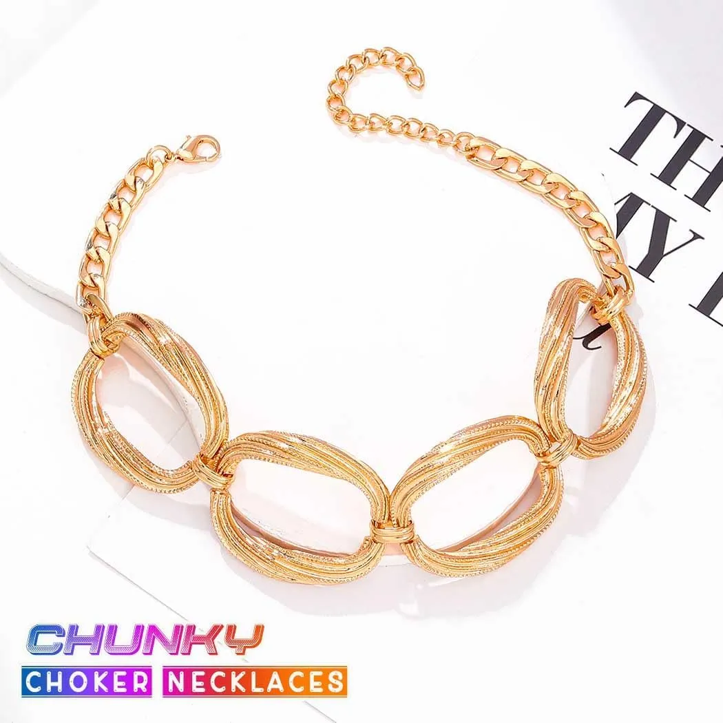 CLOACE Chunky Choker Necklace Gold Thick Necklaces Punk Cuban Chain Jewelry Accessories for Women