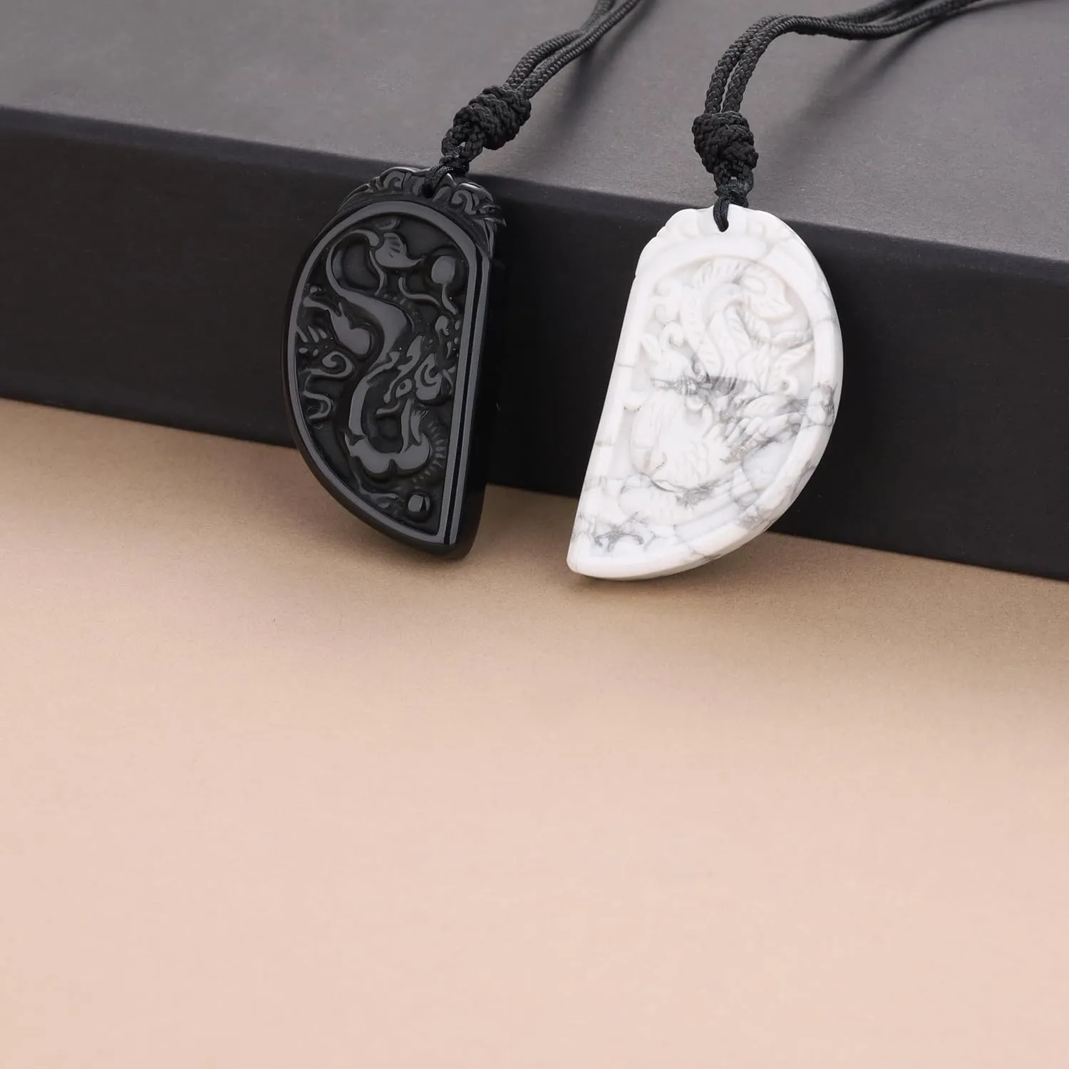 COAI Genuine Stone Phoenix Dragon Matching Couple Necklaces