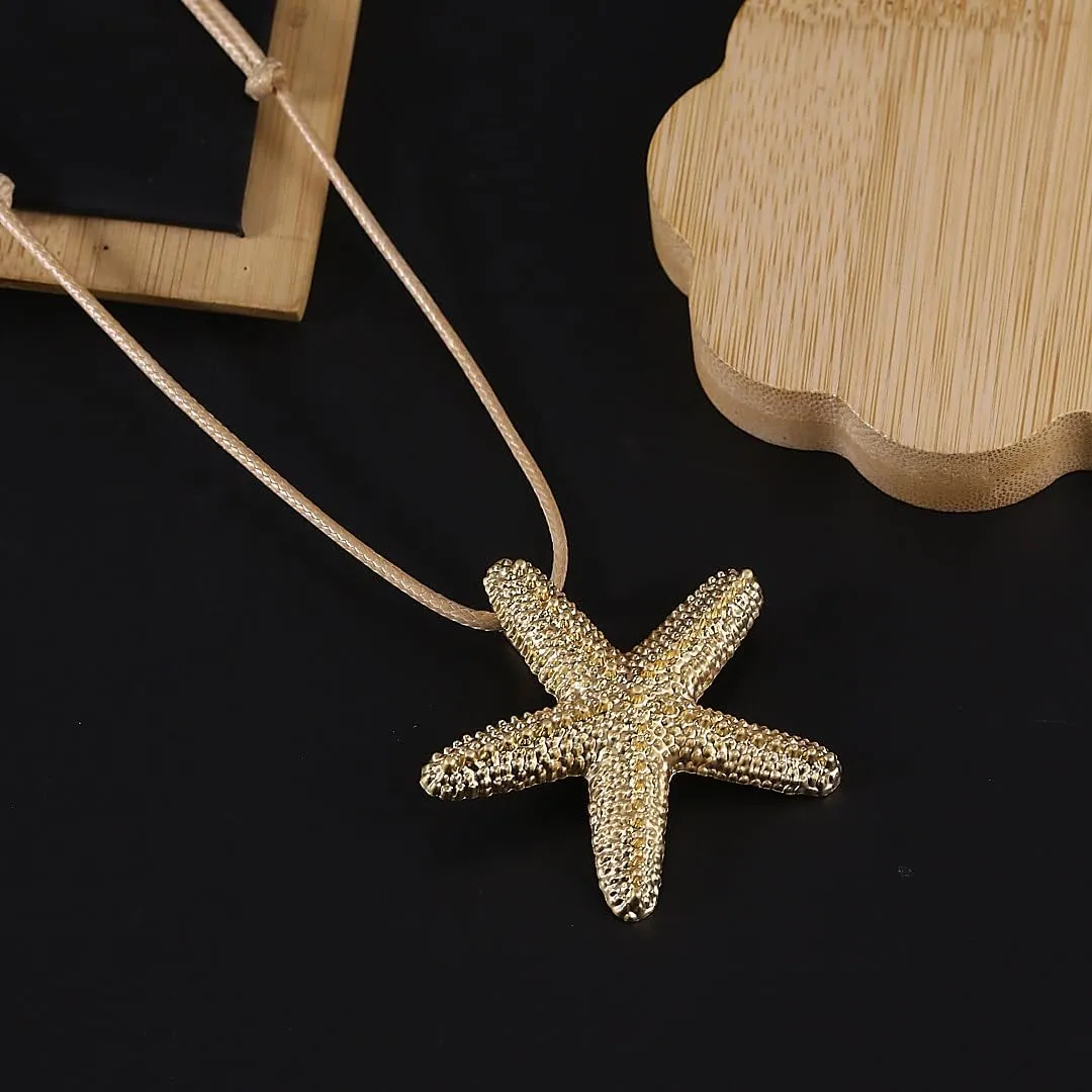 Coastal Seashell Starfish Necklaces for Women Big Conch Starfish Pendant Necklace Summer Beach Shell Necklaces Mermaid Costume Jewelry for Women