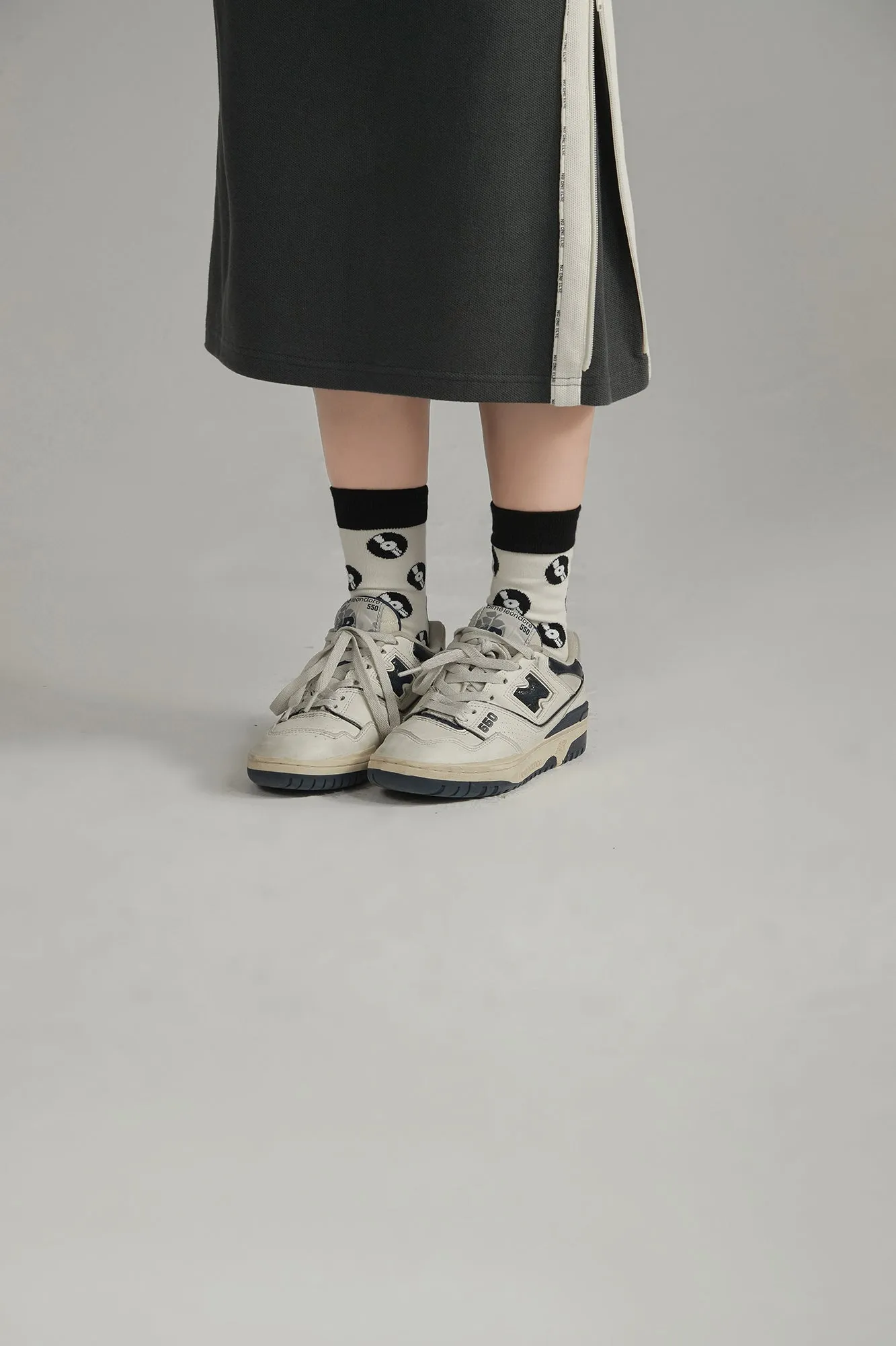 Color Combination Disc Knit High Socks