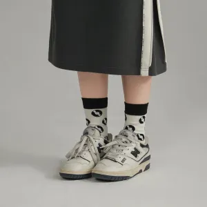 Color Combination Disc Knit High Socks