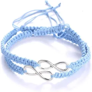 COLORFUL BLING Lucky 8 Infinity Couple Bracelet Braided Leather Rope Bangle Wrist Adjustable Chain Fit 7-9 Inch for Lover Friendship
