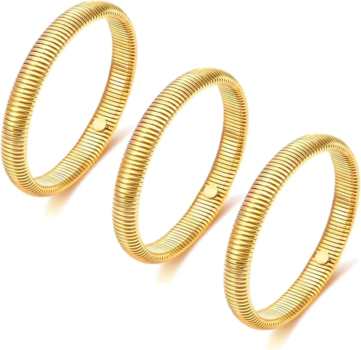 COLOYAN Gold Bangles for Women Chunky Gold Bangles Bracelets 18K Gold Plated Stainless Steel Stretchy Snake Bracelets Flexible Wide Gold Stack Bracelets