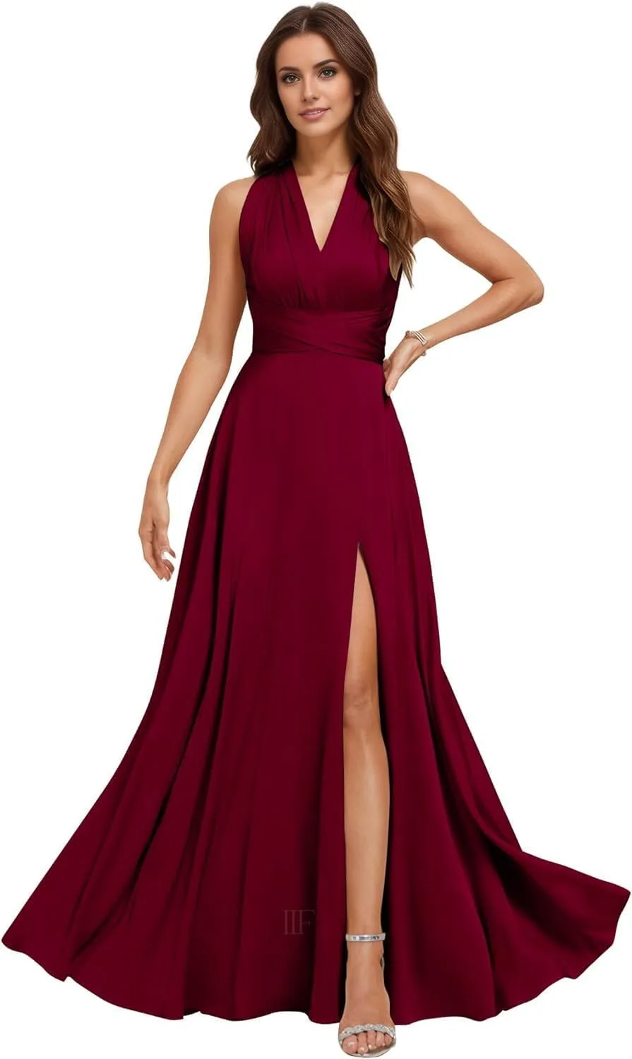 Convertible Bridesmaid Dresses,Satin Infinity Dress with Bandeau Long Multiway Formal Dress TS073