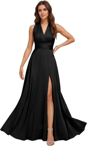 Convertible Bridesmaid Dresses,Satin Infinity Dress with Bandeau Long Multiway Formal Dress TS073