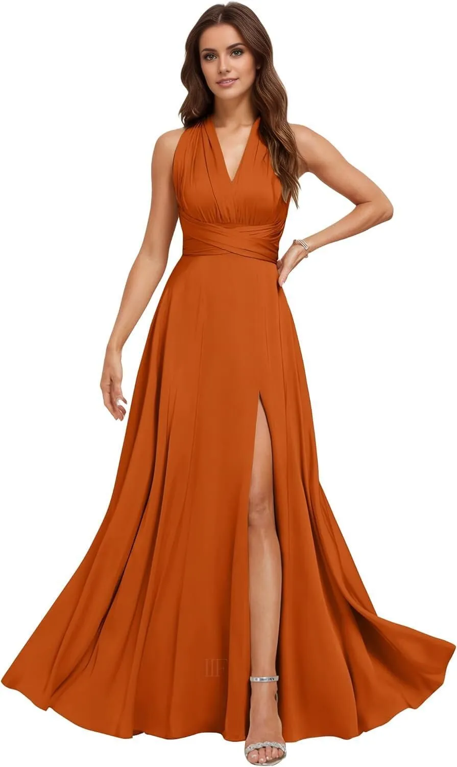 Convertible Bridesmaid Dresses,Satin Infinity Dress with Bandeau Long Multiway Formal Dress TS073