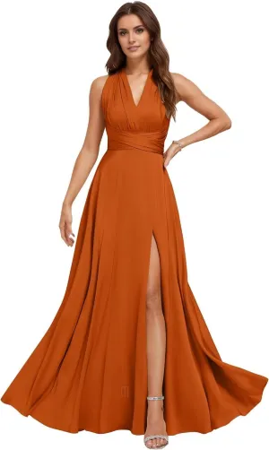 Convertible Bridesmaid Dresses,Satin Infinity Dress with Bandeau Long Multiway Formal Dress TS073