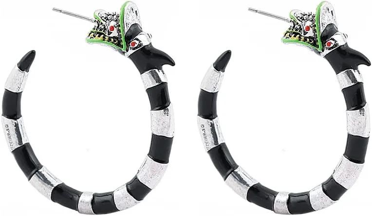 Coral Snake Gothic Hoop Earrings - Halloween Horror Beetle Snake Juice for Women Cosplay Costume Accessories