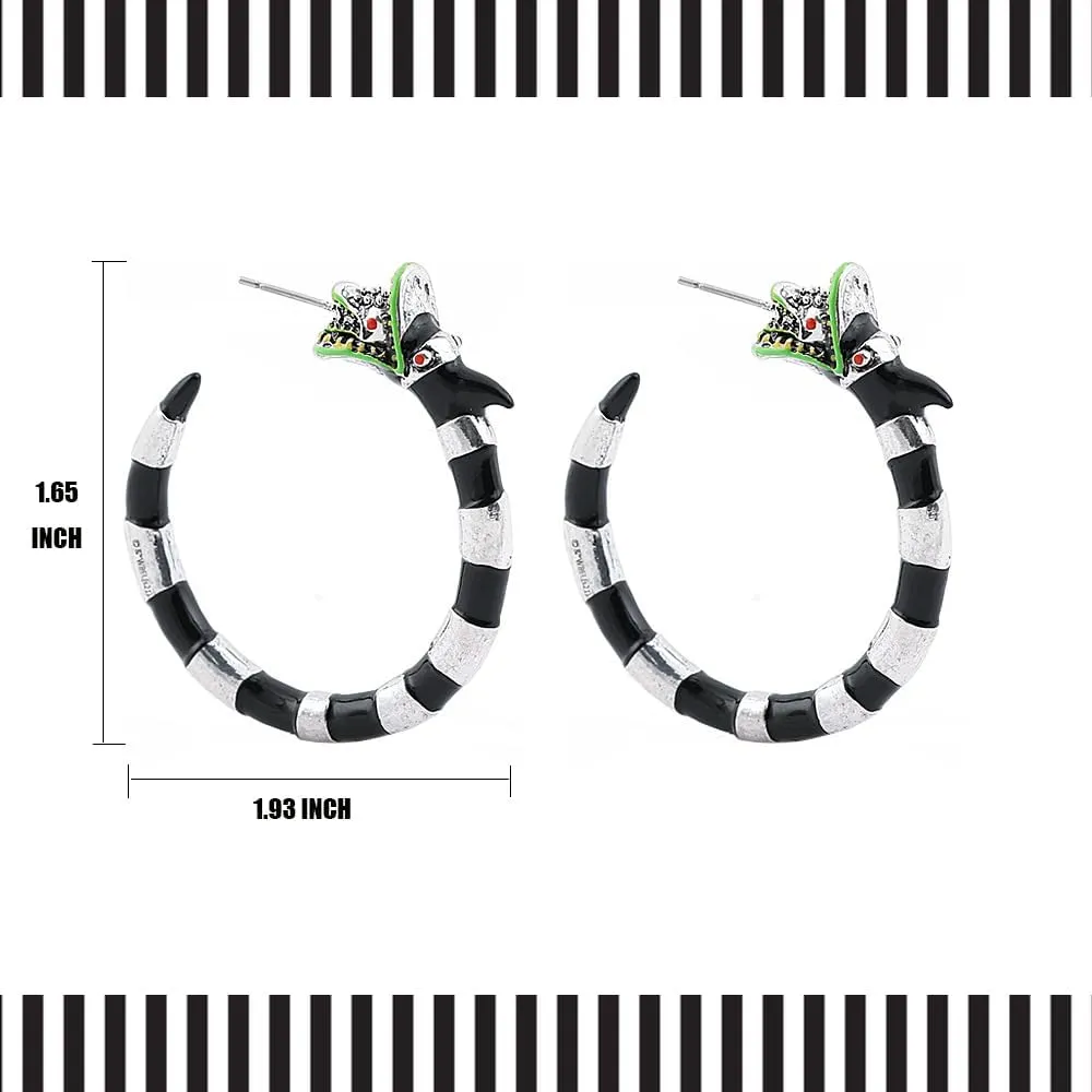 Coral Snake Gothic Hoop Earrings - Halloween Horror Beetle Snake Juice for Women Cosplay Costume Accessories