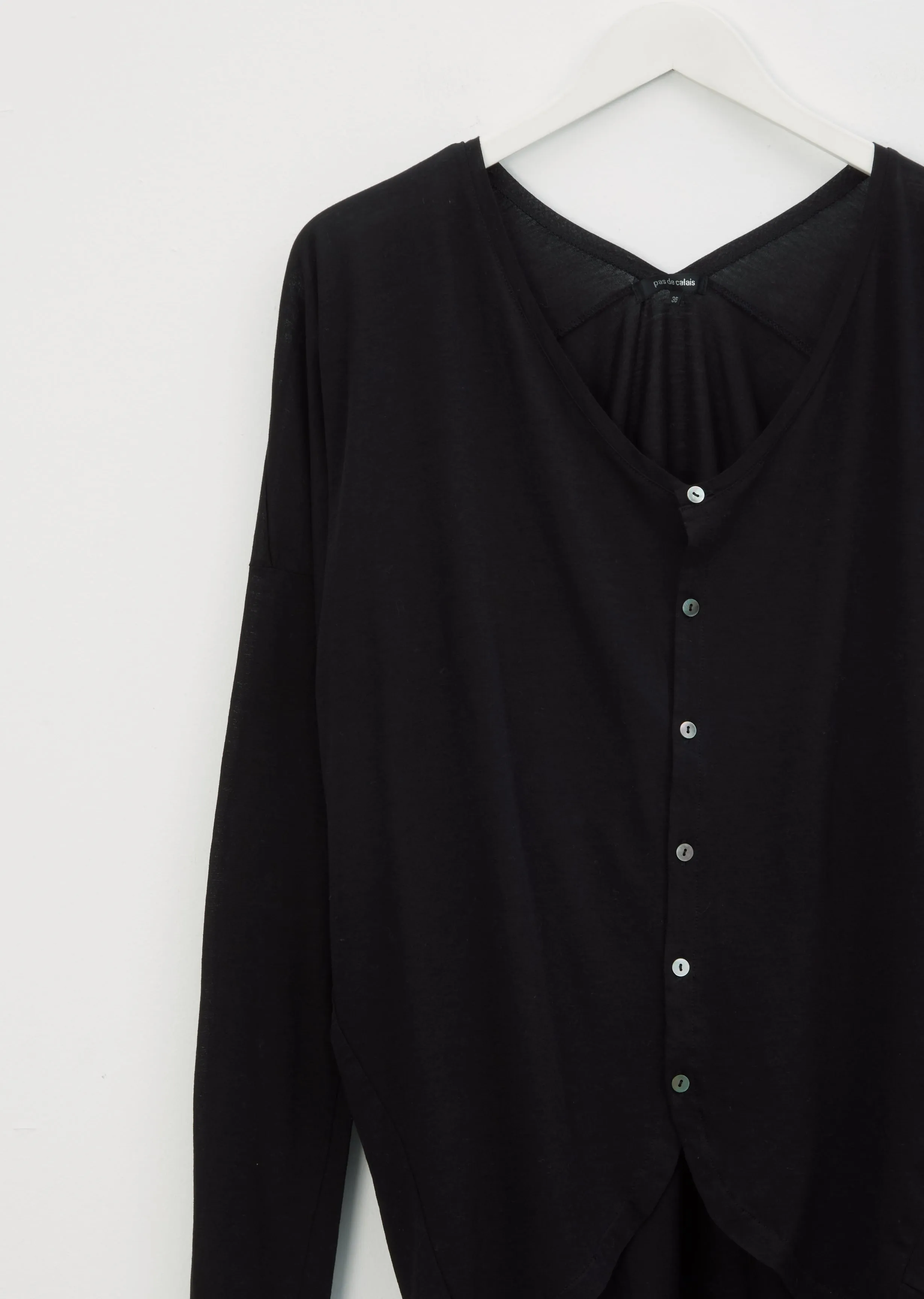 Cotton Cardigan Top — Black