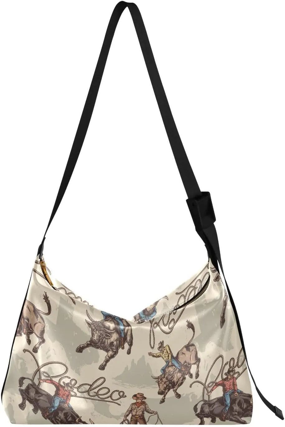Cowboys Rodeo Hobo Crossbody Bags for Women Leather Large Shoulder Bag Cross Body Wild West Trendy Womens Tote Bags Handbag for Travel Shopping