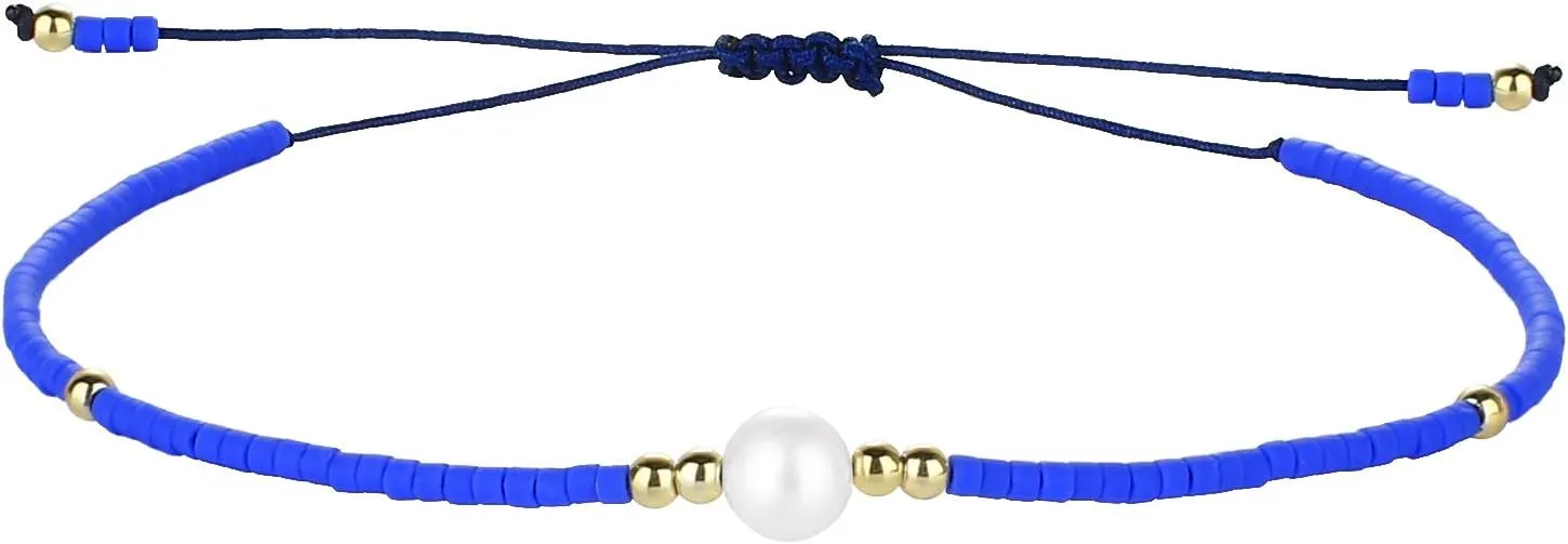 CQUAN CHI Charm Pearl Bracelet Handmade Friendship Seed Bead Bracelets Thin Strings Flat Knot Adjustable Women Bracelets