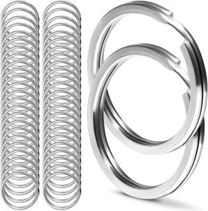Crest 50 pcs Marine Grade Stainless Steel Split Ring for Keychains 1 inch 25mm SS316L Key Rings for Car Keys
