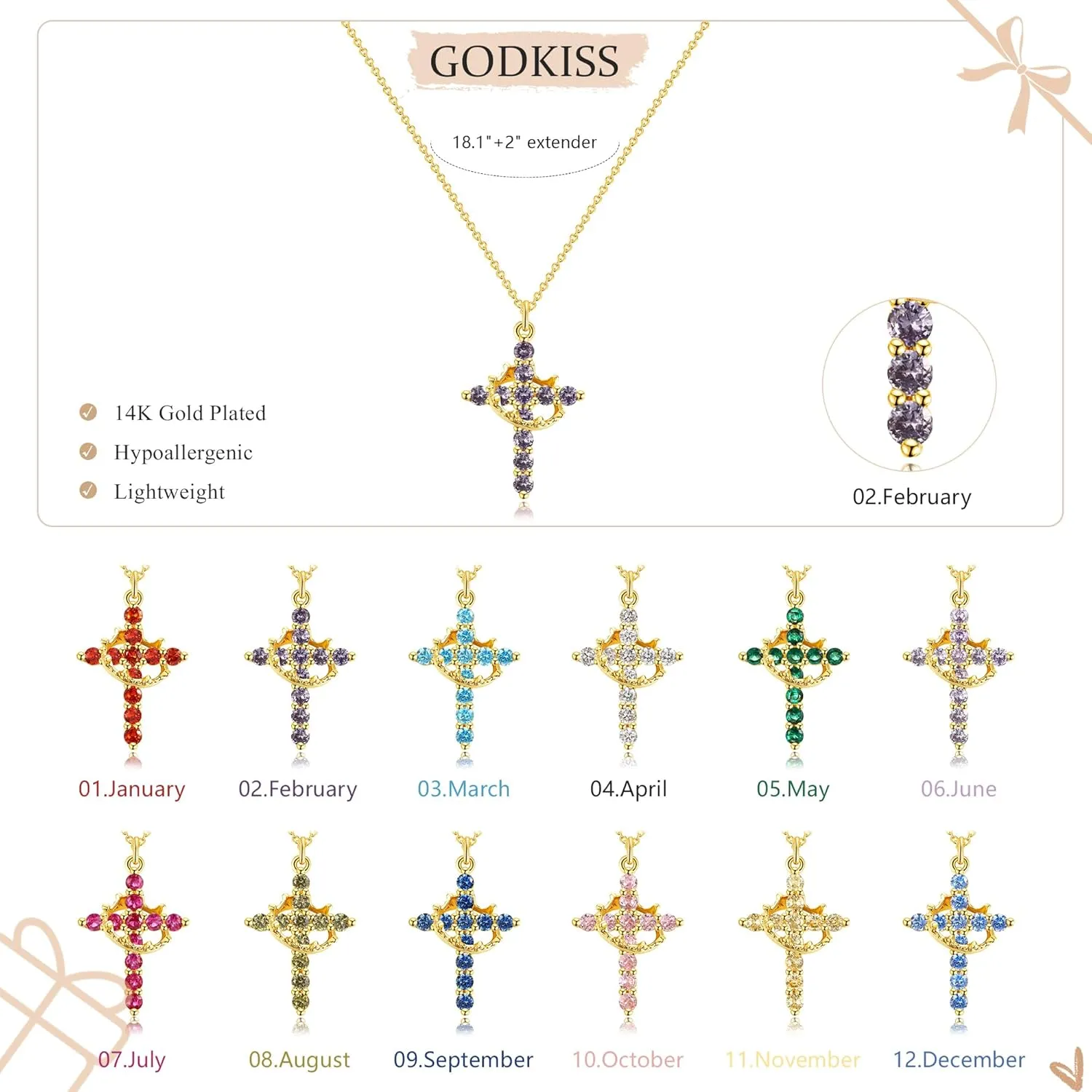 Cross Necklace for Women, Dainty Cross Necklace with Crown Trendy 14K Gold Plated Cubic Zirconia Pendant Necklaces Simple Cute Necklaces Women Jewelry