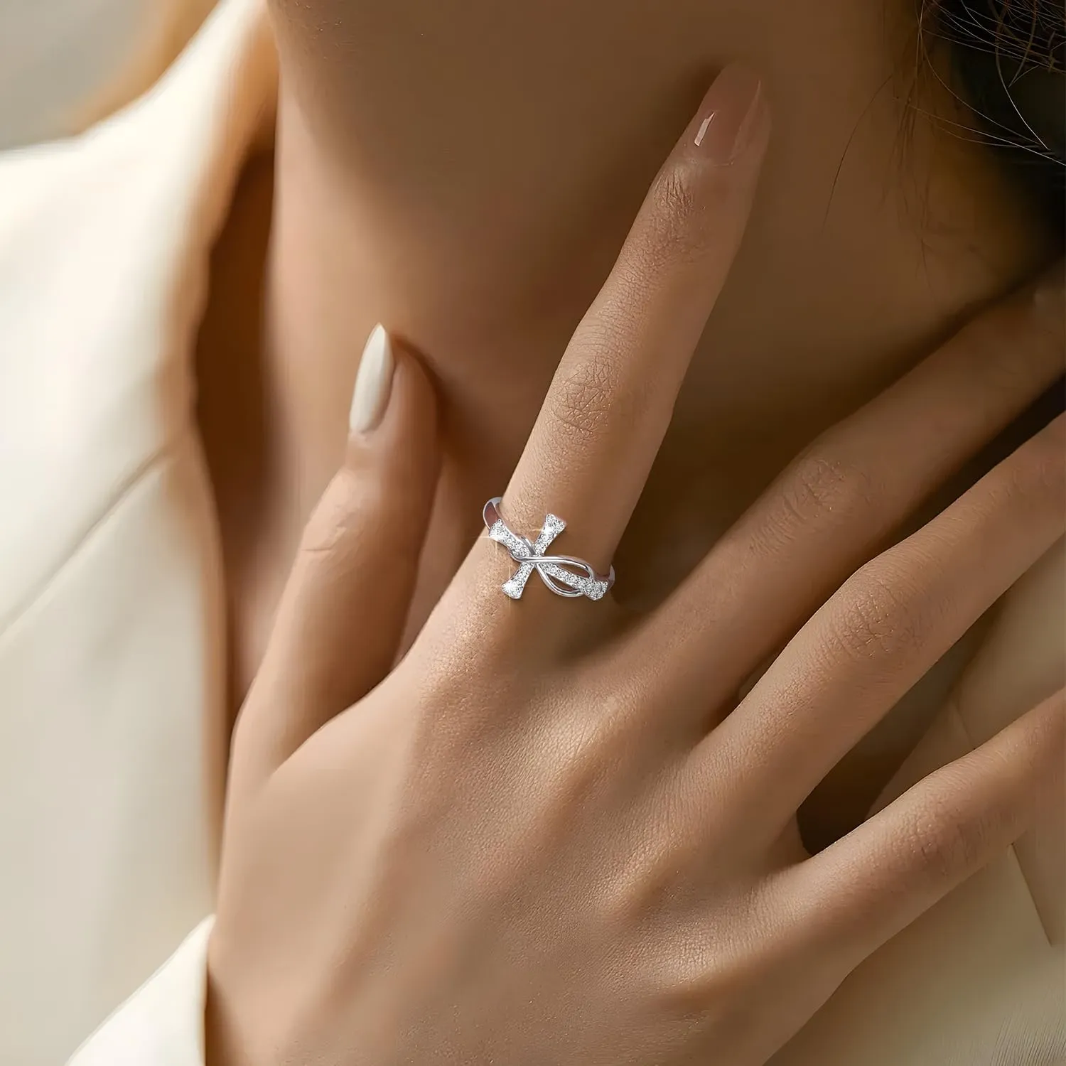 Cross Ring for Women Infinity ring heart ring Faith Ring Hug ring Birthday Mother's Day Jewelry Gift for Women for Women Girls Teen