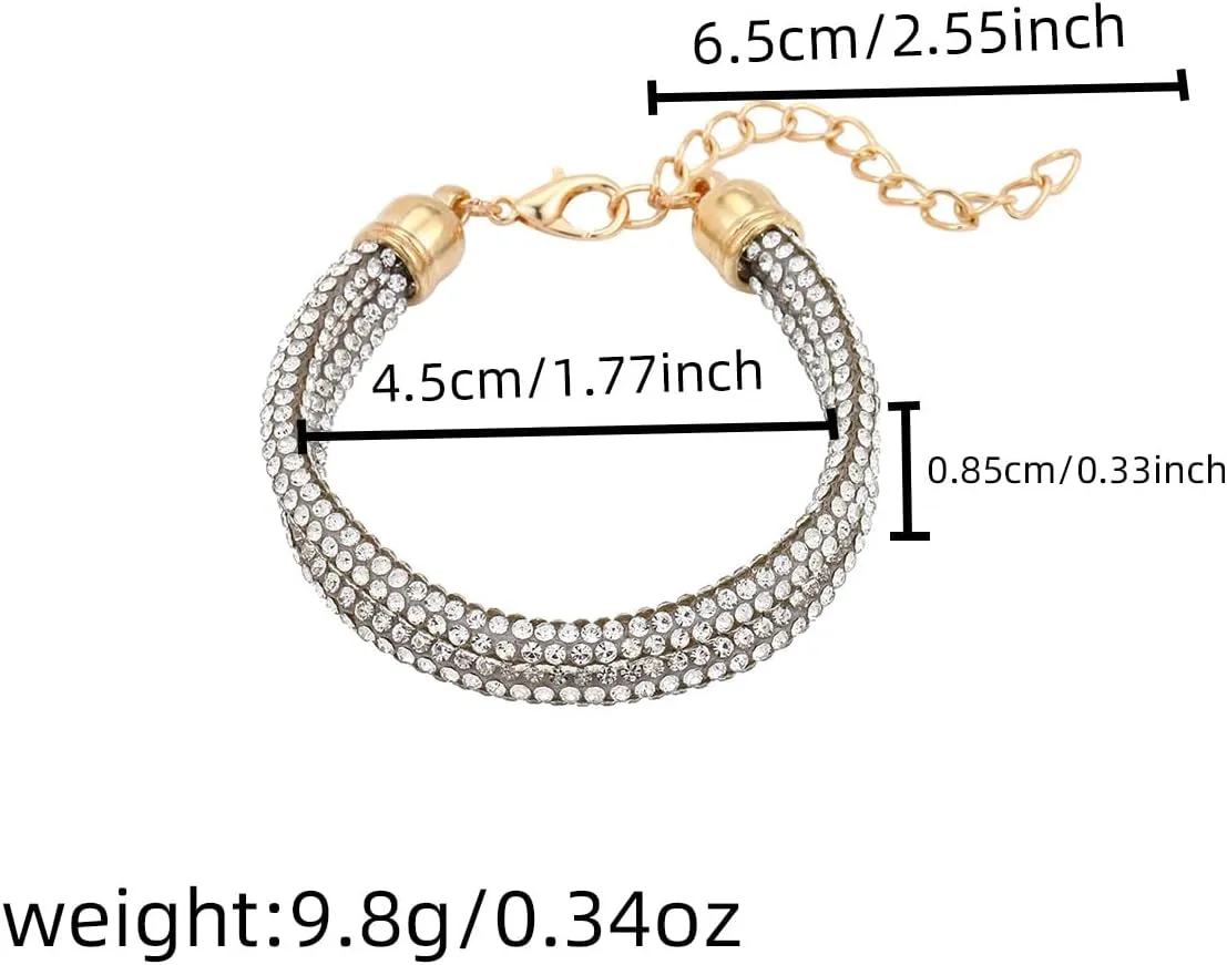 Crystal Bracelets for Women Chunky Bangle Adjustable Tennis Bracelets Boho Jewelry