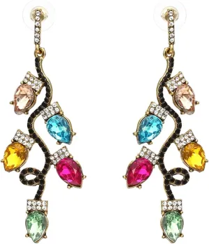 Crystal Christmas Light Bulb Earrings Colorful Christmas Earrings for Women Cute Green Christmas Tassel Earrings Jewelry