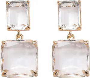 Crystal Square Earrings for Women Clear Rectangle Crystal Earrings Rhinestone Geometric Earrings Prom Pageant Earrings for Women Jewelry