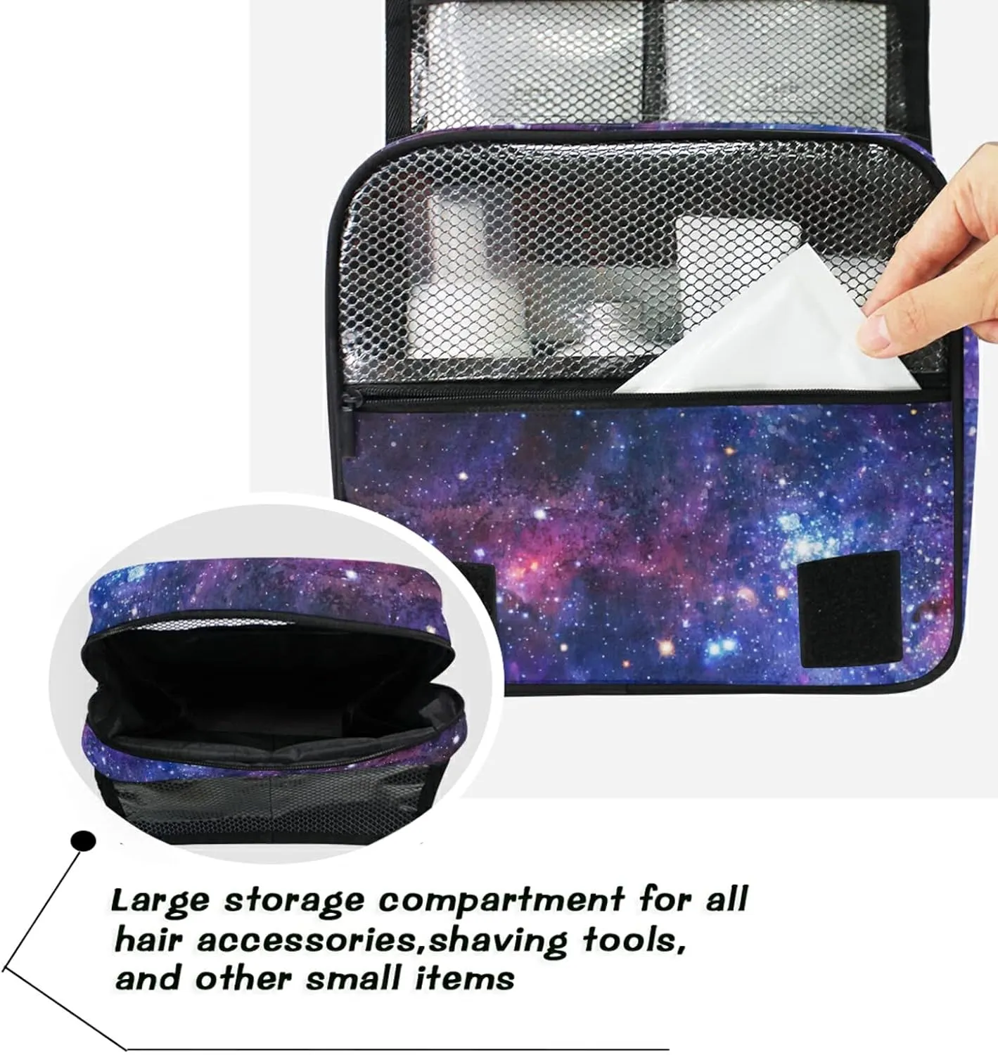 Custom Galaxy Space Travel Hanging Toiletry Bag Personalized Makeup Large Customized Cosmetic Bag Portable Makeup Organizer Waterproof for Brushes Set Full-Sized Accessories