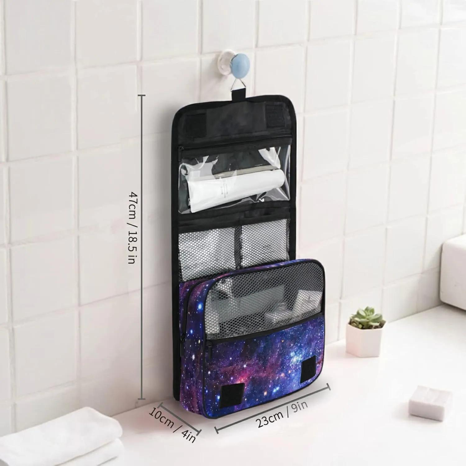 Custom Galaxy Space Travel Hanging Toiletry Bag Personalized Makeup Large Customized Cosmetic Bag Portable Makeup Organizer Waterproof for Brushes Set Full-Sized Accessories