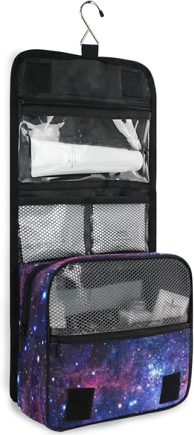 Custom Galaxy Space Travel Hanging Toiletry Bag Personalized Makeup Large Customized Cosmetic Bag Portable Makeup Organizer Waterproof for Brushes Set Full-Sized Accessories