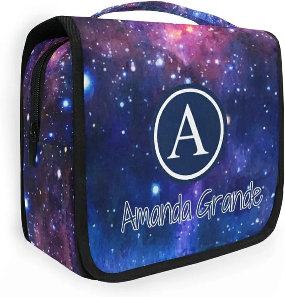 Custom Galaxy Space Travel Hanging Toiletry Bag Personalized Makeup Large Customized Cosmetic Bag Portable Makeup Organizer Waterproof for Brushes Set Full-Sized Accessories