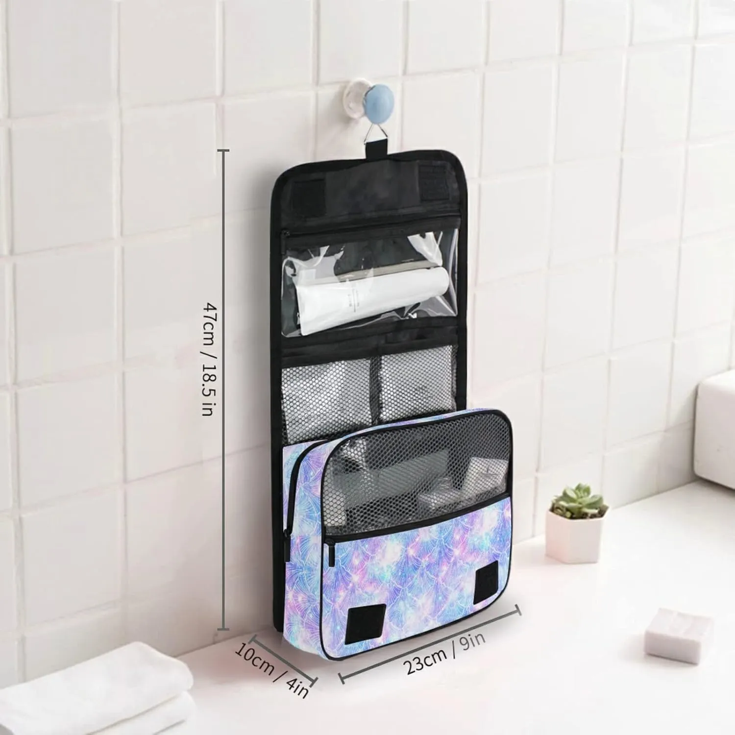 Custom Mermaid Galaxy Travel Hanging Toiletry Bag Personalized Makeup Large Customized Cosmetic Bag Makeup Case Waterproof for Brushes Set Full-Sized Accessories