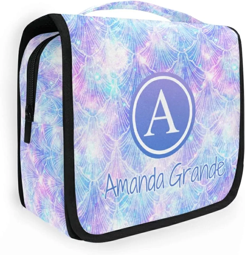 Custom Mermaid Galaxy Travel Hanging Toiletry Bag Personalized Makeup Large Customized Cosmetic Bag Makeup Case Waterproof for Brushes Set Full-Sized Accessories