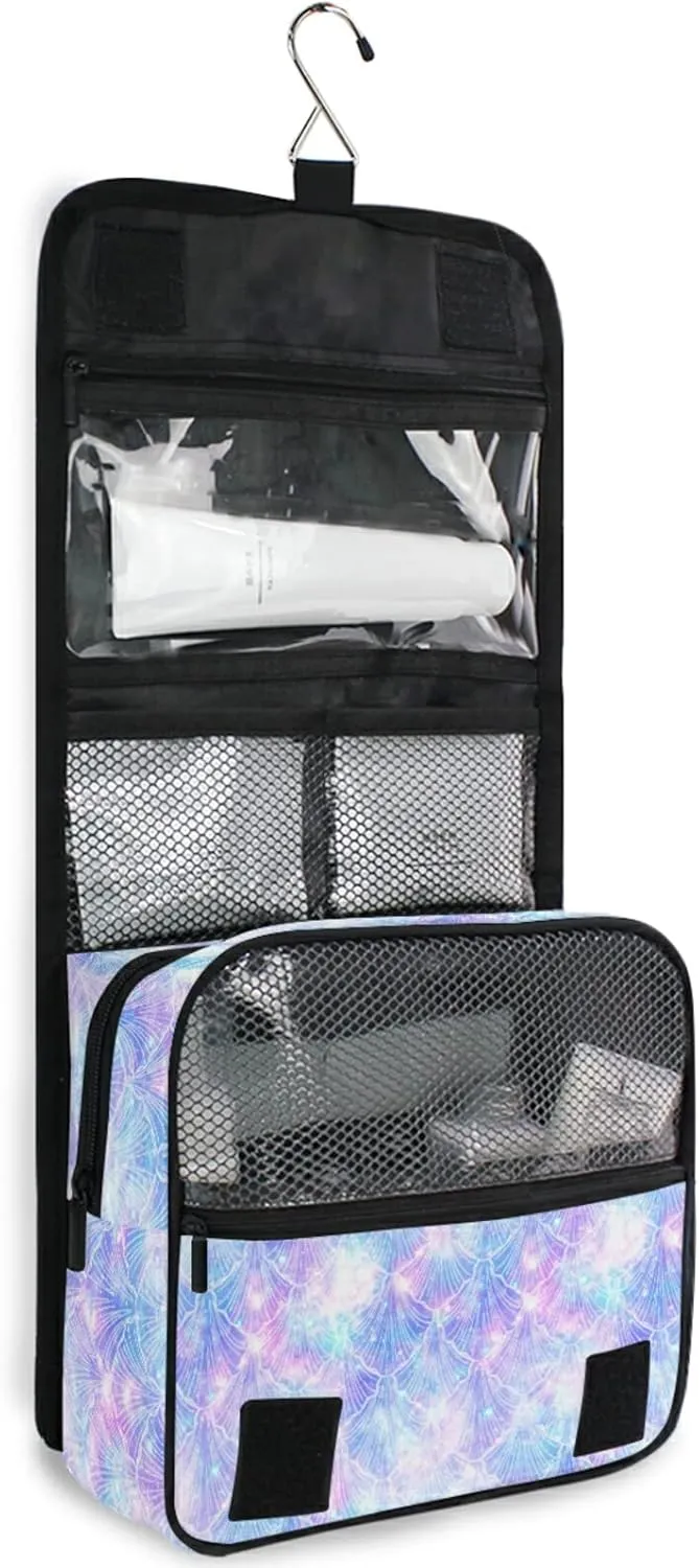 Custom Mermaid Galaxy Travel Hanging Toiletry Bag Personalized Makeup Large Customized Cosmetic Bag Makeup Case Waterproof for Brushes Set Full-Sized Accessories