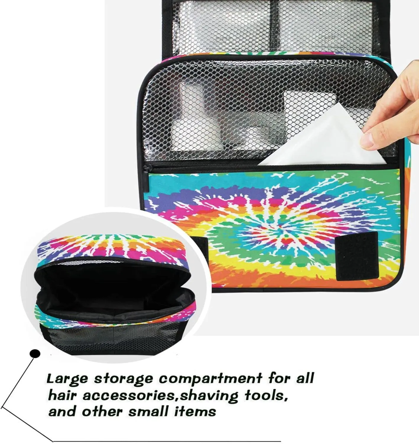 Custom Tie Dye Travel Hanging Toiletry Bag Personalized Makeup Large Customized Cosmetic Bag Makeup Organizer Bag Waterproof for Full Sized Container Toiletries
