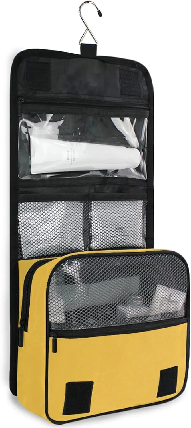 Custom Yellow Travel Hanging Toiletry Bag Personalized Makeup Large Customized Cosmetic Bag Cosmetic Holder Waterproof for Women Girl Toiletries Cosmetics