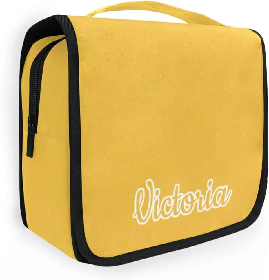 Custom Yellow Travel Hanging Toiletry Bag Personalized Makeup Large Customized Cosmetic Bag Cosmetic Holder Waterproof for Women Girl Toiletries Cosmetics