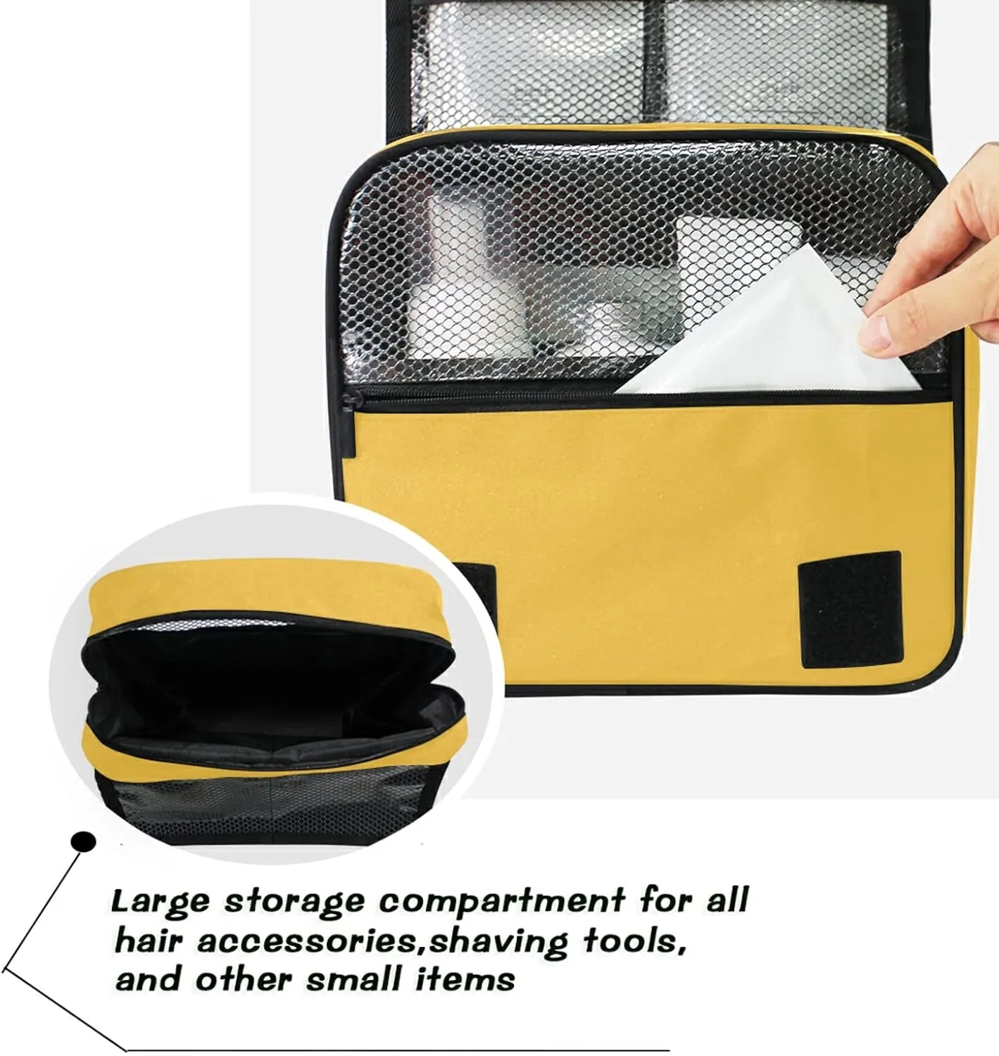 Custom Yellow Travel Hanging Toiletry Bag Personalized Makeup Large Customized Cosmetic Bag Cosmetic Holder Waterproof for Women Girl Toiletries Cosmetics