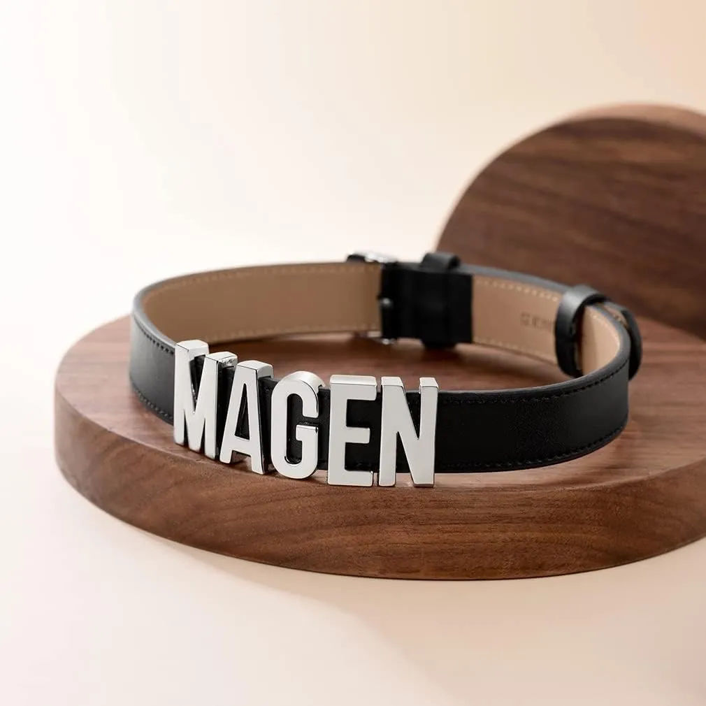 Custom4U Personalized Black Leather Choker Necklace with Picture/Name/Initials/Letters Charm,Custom Made Adjustable Choker Collar Gothic Punk Necklaces Jewelry Gifts for Women