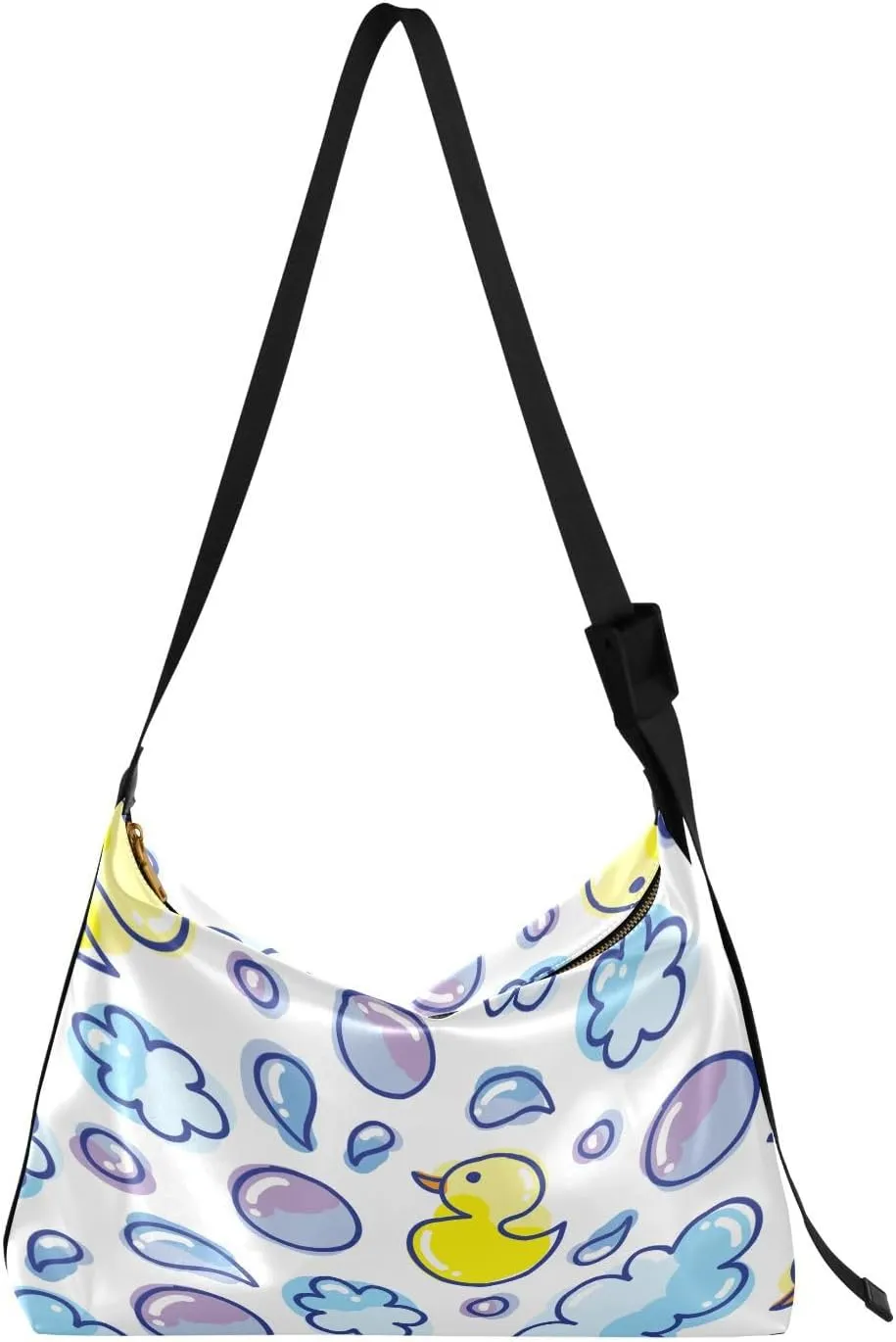 Cute Yellow Duck Hobo Crossbody Bags for Women Leather Large Shoulder Bag Cross Body Soap Bubbles Trendy Womens Tote Bags Handbag for Travel Shopping