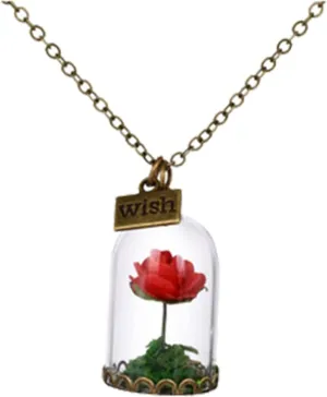 Dainty Choker Necklace for Women Rose Necklace Beauty Necklace DIY Glass Imitation Dried Flower Sweater Chain Long Style Paperclip Minimalist Chain Jewelry Gift (Red, One Size)