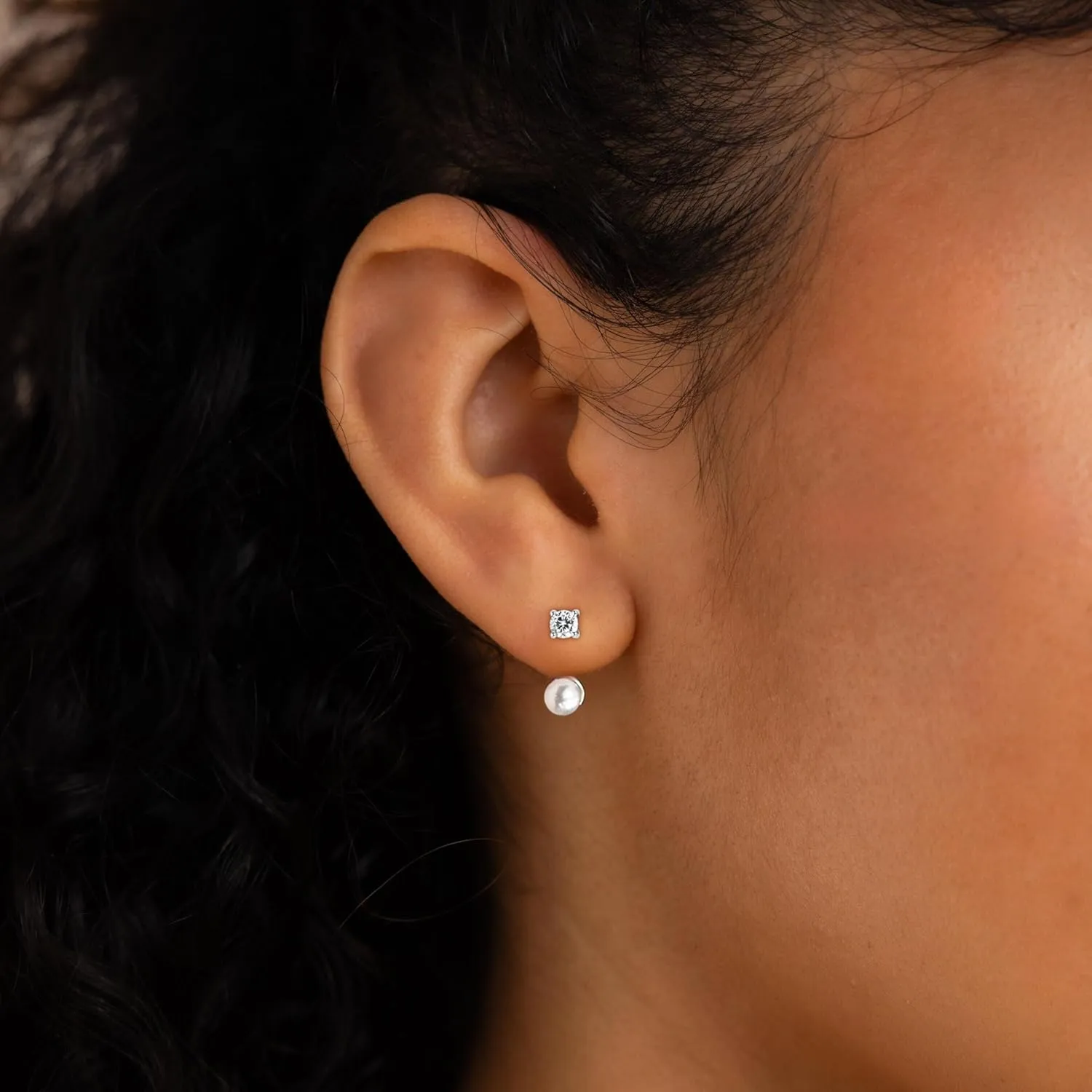 Dainty Gold Pearl Earrings for Women, Trendy 14k Gold Filled Freshwater CZ Leaf Bow Pearl Dangle Drop Earrings Lightweight Hypoallergenic Bridesmaid Stud Earring Wedding Statement Jewelry for Women Gifts