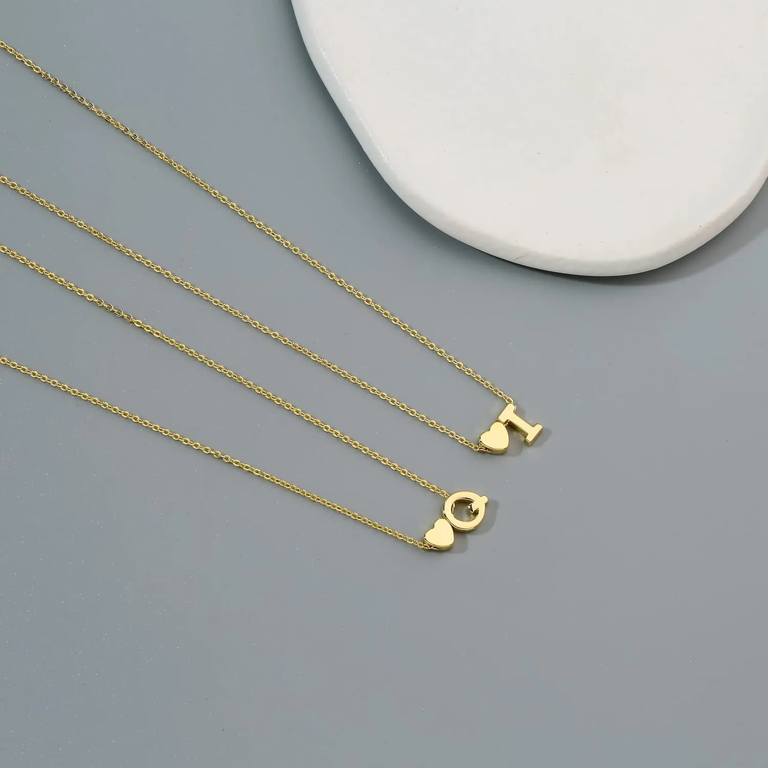 Dainty Initial Necklaces for Women 14K Gold Plated Heart Letter Necklace Personalized Initial Heart Pendant Necklace Tiny Letter Name Necklaces