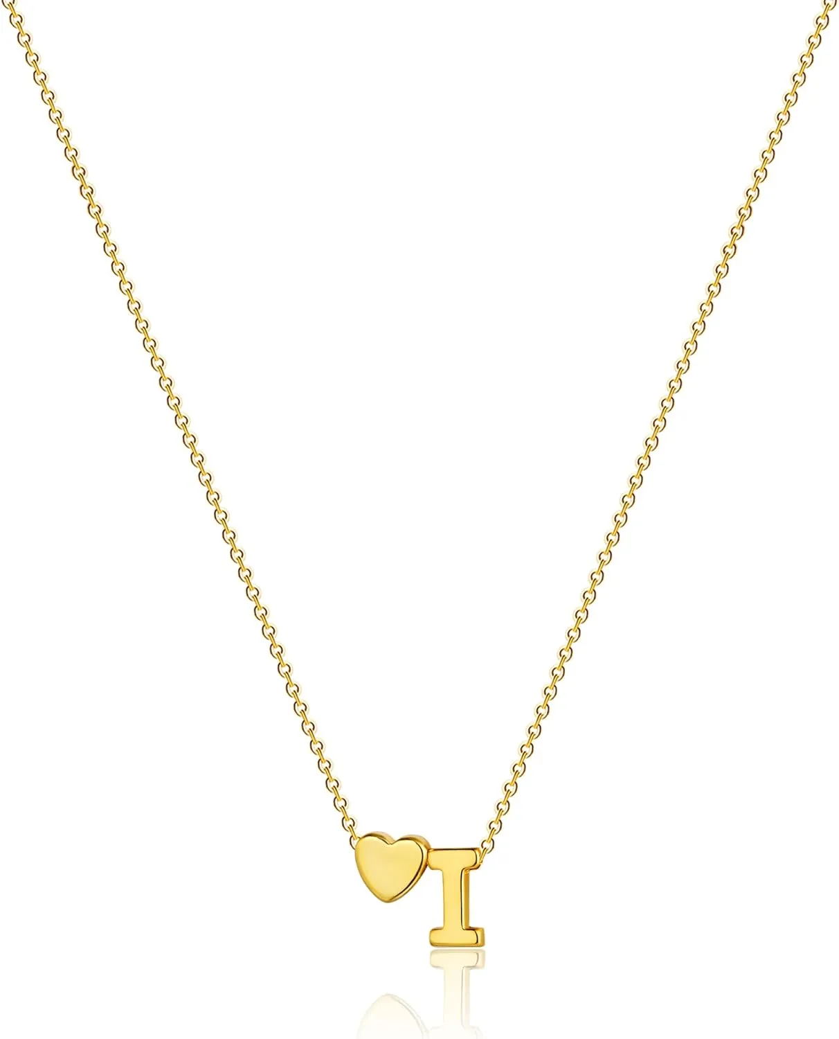 Dainty Initial Necklaces for Women 14K Gold Plated Heart Letter Necklace Personalized Initial Heart Pendant Necklace Tiny Letter Name Necklaces