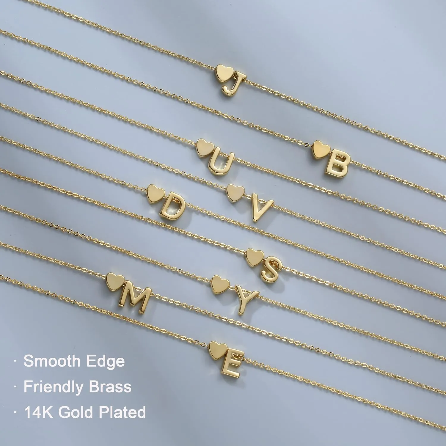 Dainty Initial Necklaces for Women 14K Gold Plated Heart Letter Necklace Personalized Initial Heart Pendant Necklace Tiny Letter Name Necklaces