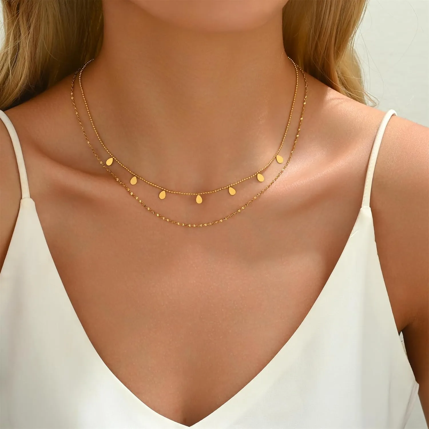Dainty Layered Necklaces for Women 18K Gold Plated Tiny Cross Choker Necklace Coin Star Charm Pendant Necklace Trendy Jewelry
