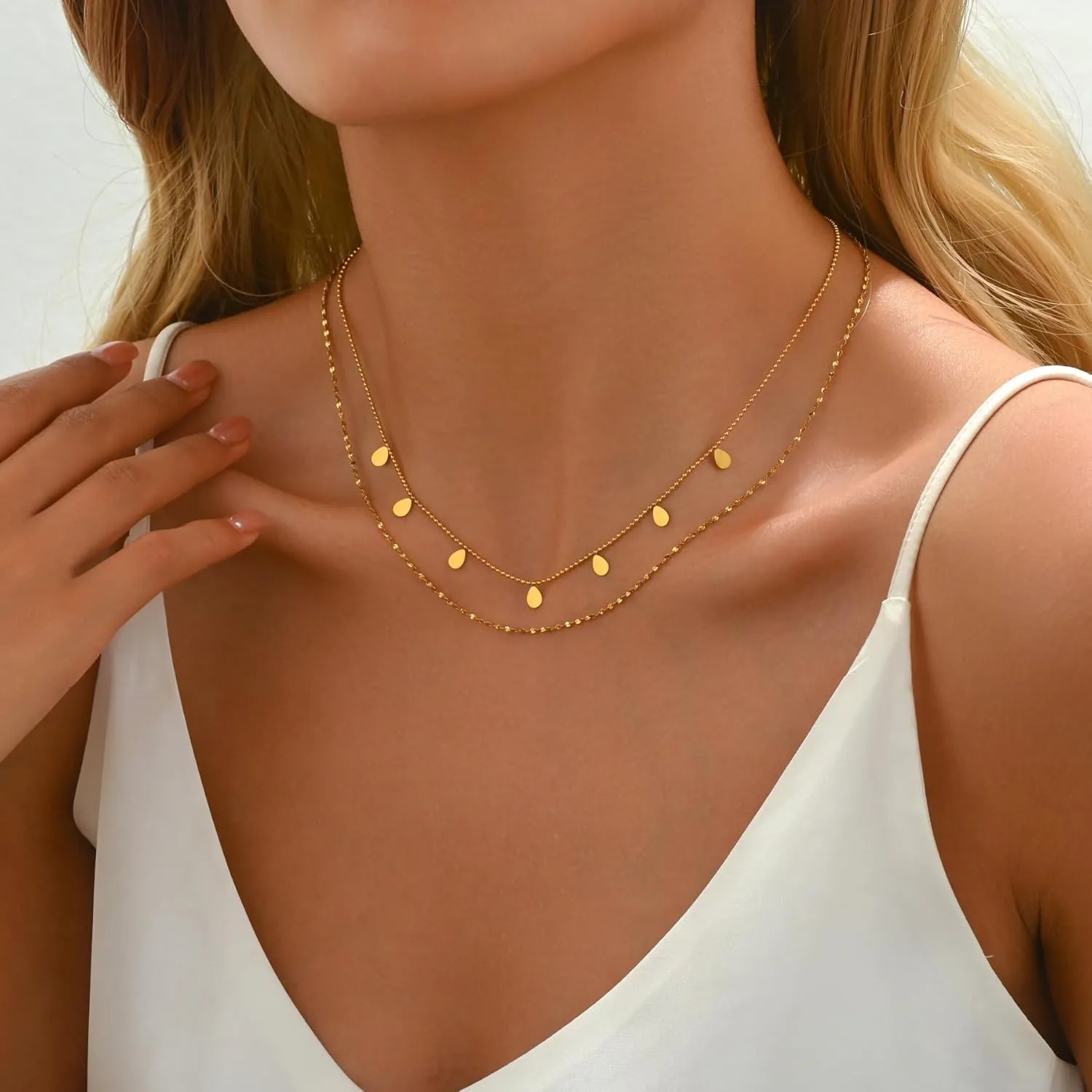 Dainty Layered Necklaces for Women 18K Gold Plated Tiny Cross Choker Necklace Coin Star Charm Pendant Necklace Trendy Jewelry