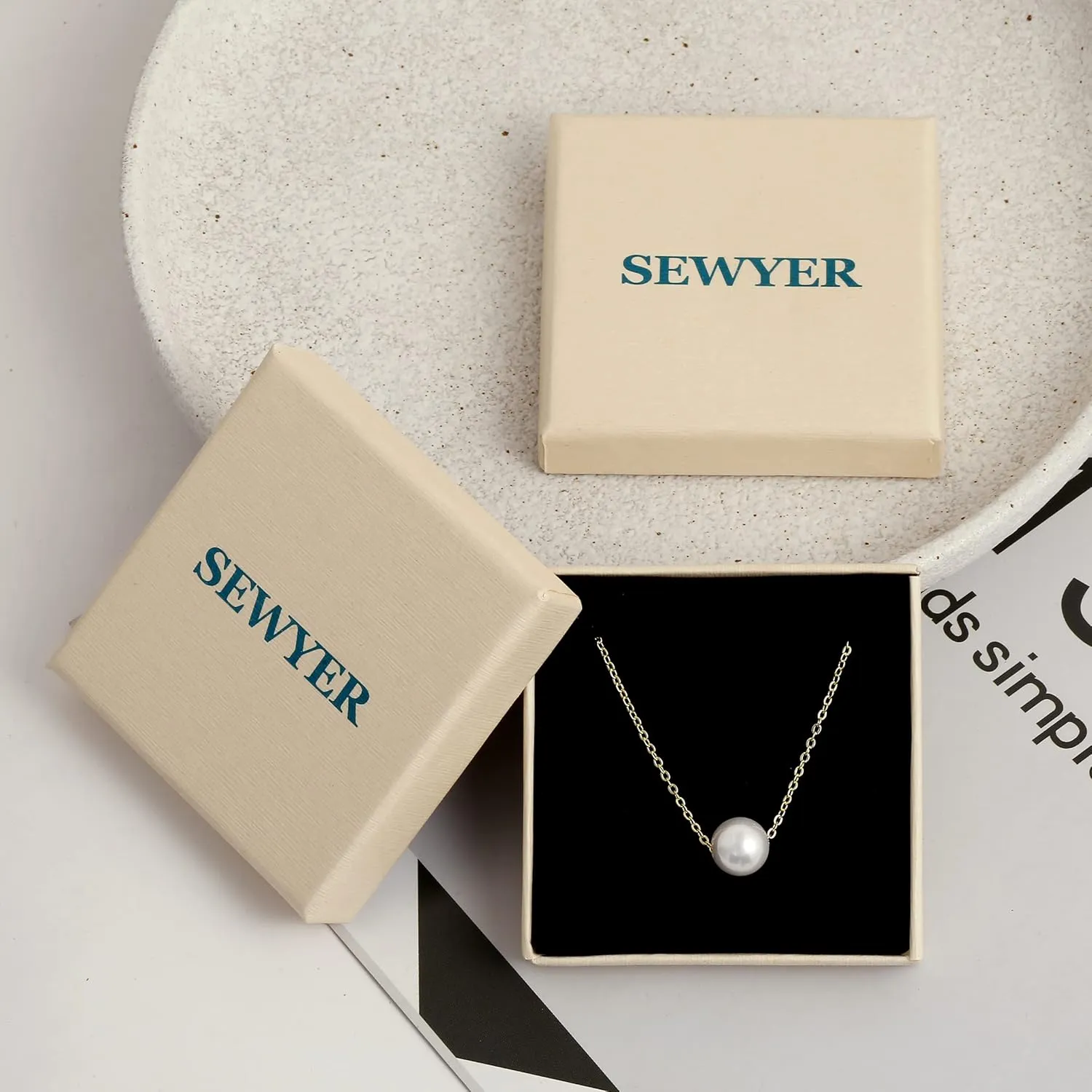 Dainty Layered Pearl Necklaces for Women 14K Gold Plated Pearl Necklace Layering Pearl Paperclip Necklace Trendy Women Pearl Pendant Jewelry Gifts