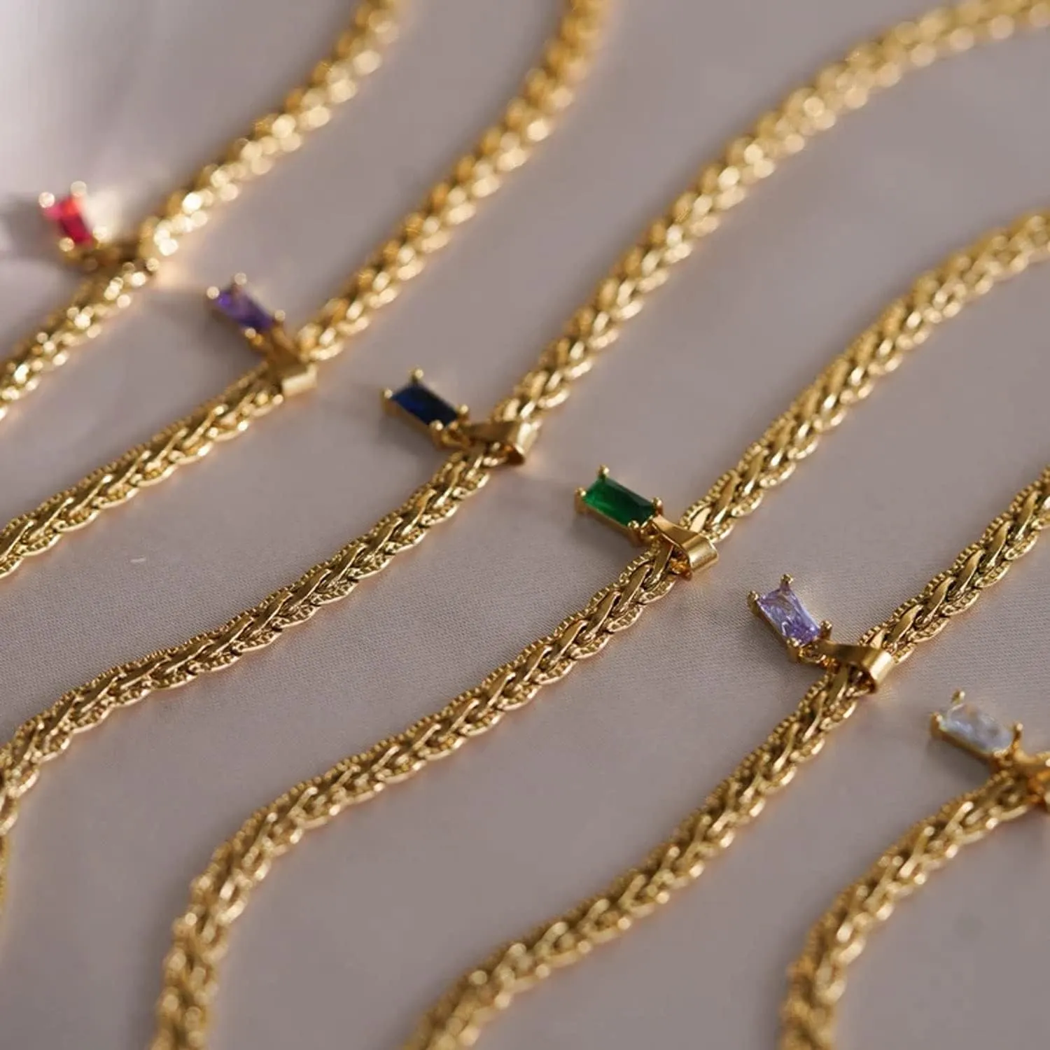 Dainty Layering Necklaces for Women 18K Gold Plated Rope Chain Vintage Waterproof Anti Tarnish Layered Choker Necklace