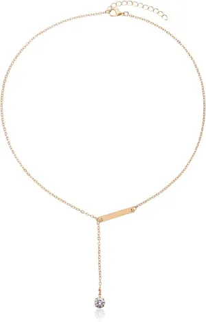 Dainty Long Gold Necklaces for Women, TrendyY Necklace 14k Gold Plated Layered Necklaces Simple Handmade Pendant Y-Shaped Chain Jewelry Gift