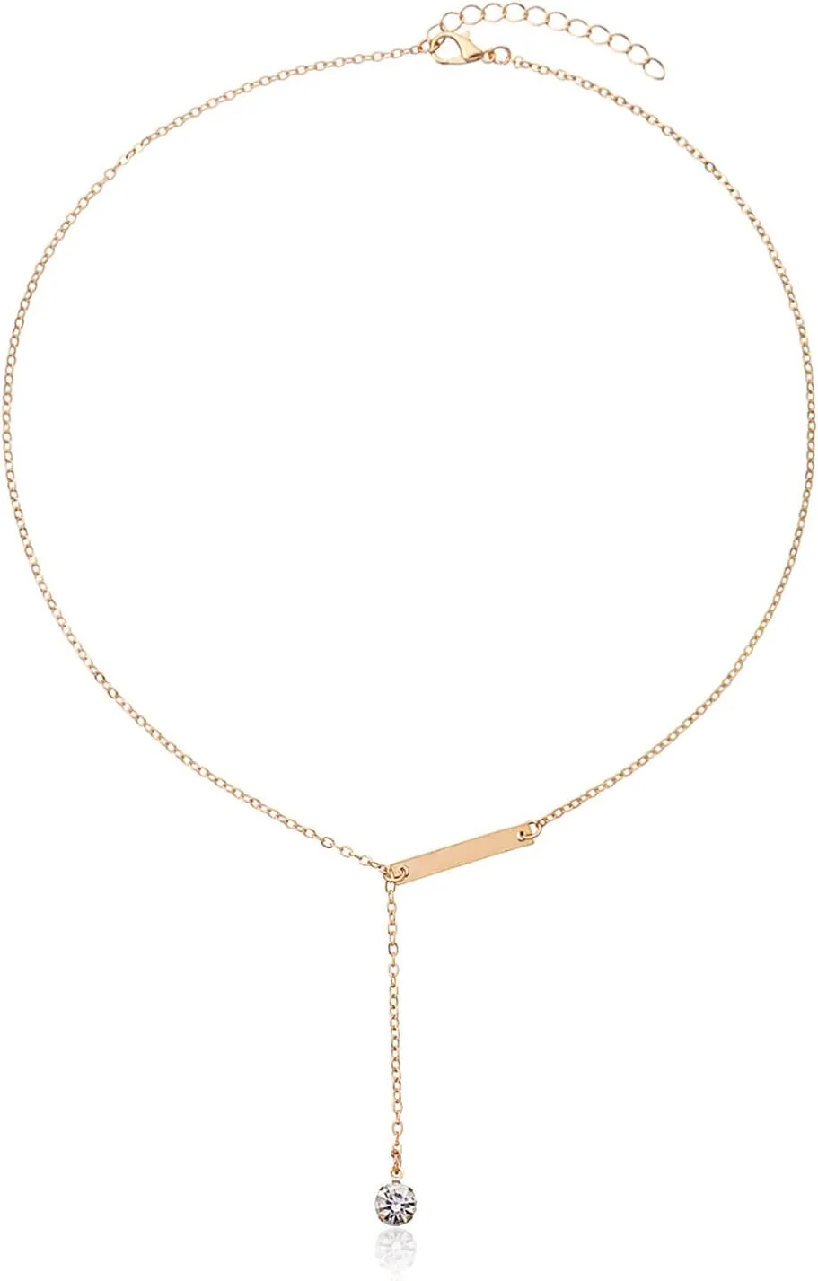 Dainty Long Gold Necklaces for Women, TrendyY Necklace 14k Gold Plated Layered Necklaces Simple Handmade Pendant Y-Shaped Chain Jewelry Gift