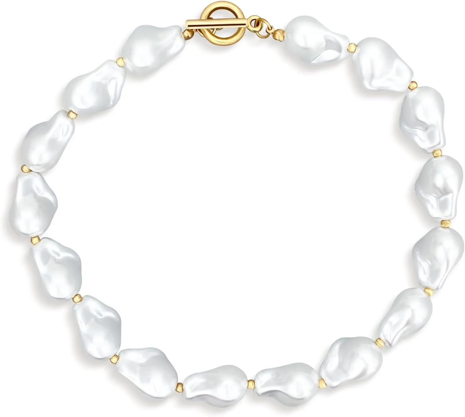 Dainty Pearl Choker Necklace for Women Irregular Baroque Pearl Necklace Big Pearl Compass Pendant Necklace for Brides Party Prom Gift