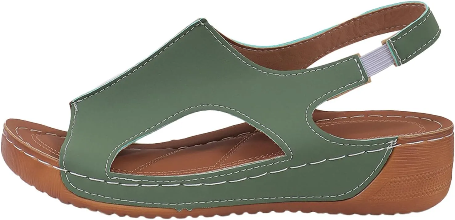 Damping Sole Upgradation Stretch Lightweight Sandals, Women Flat Sandals Orthopedic Arch Support Walking Summer Sandals Shoes